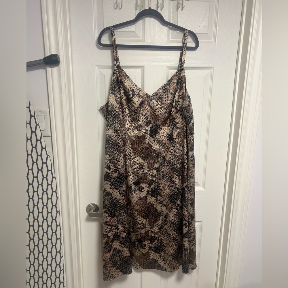 Torrid Brown and Black Snake Print Midi Dress